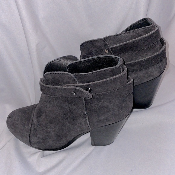 Rag & Bone Harrow Suede Leather Bootie Darker Gray size 38.5